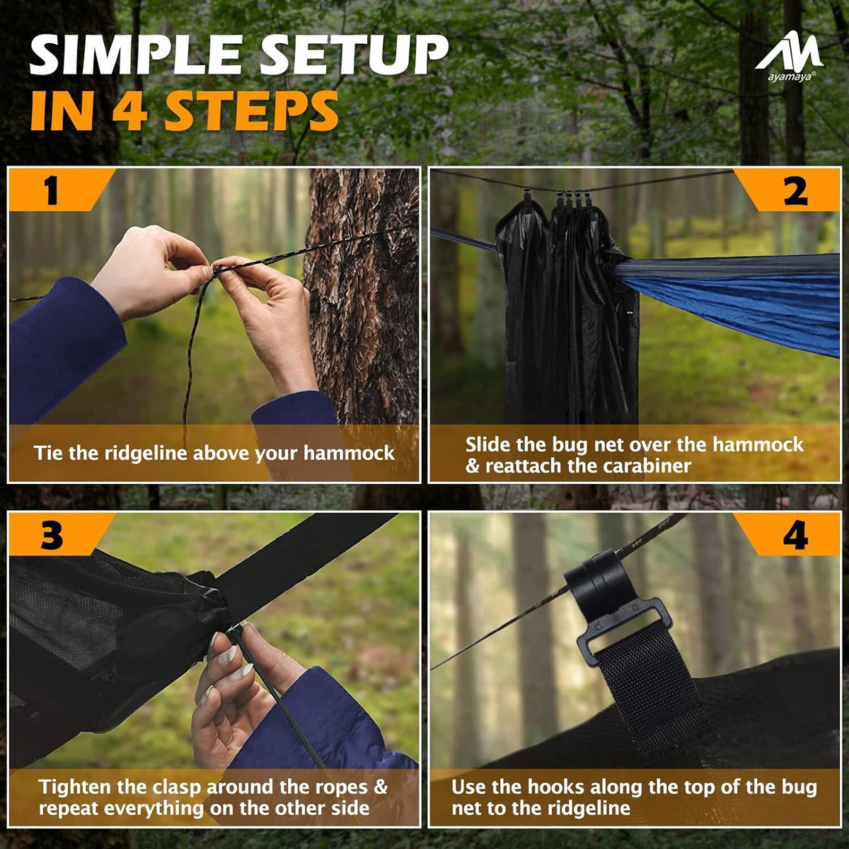 Portable Hammock Mosquito Net with Double Zippers - Lightweight Mesh Cover