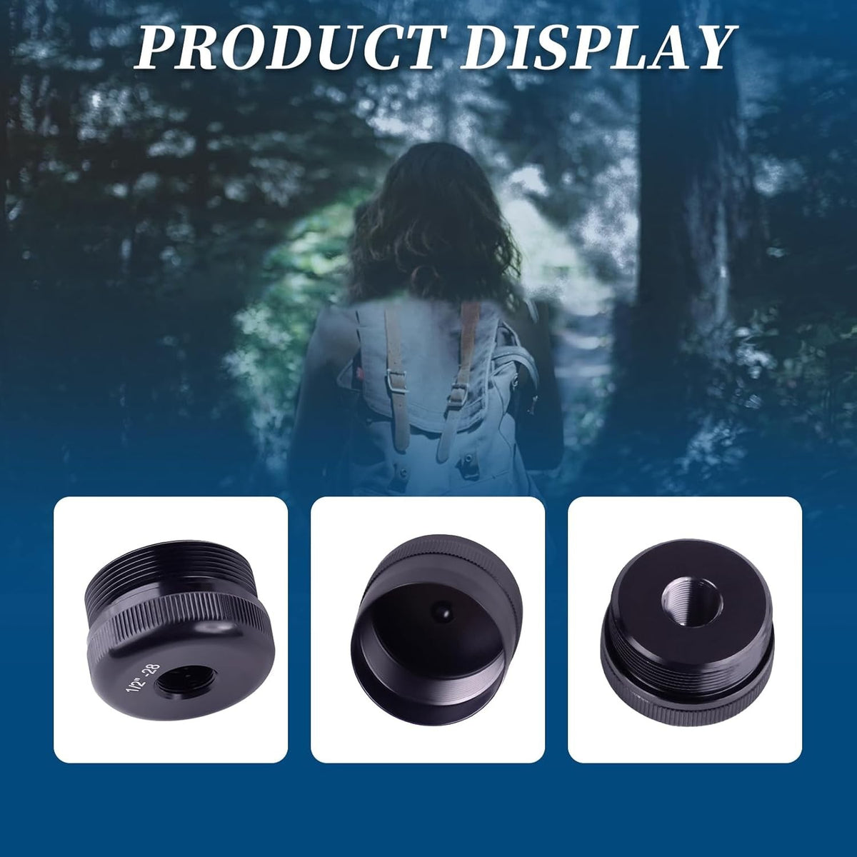 1/2-28 Aluminum End Caps Set for 6061 Threaded Devices - Black, Pack of 2