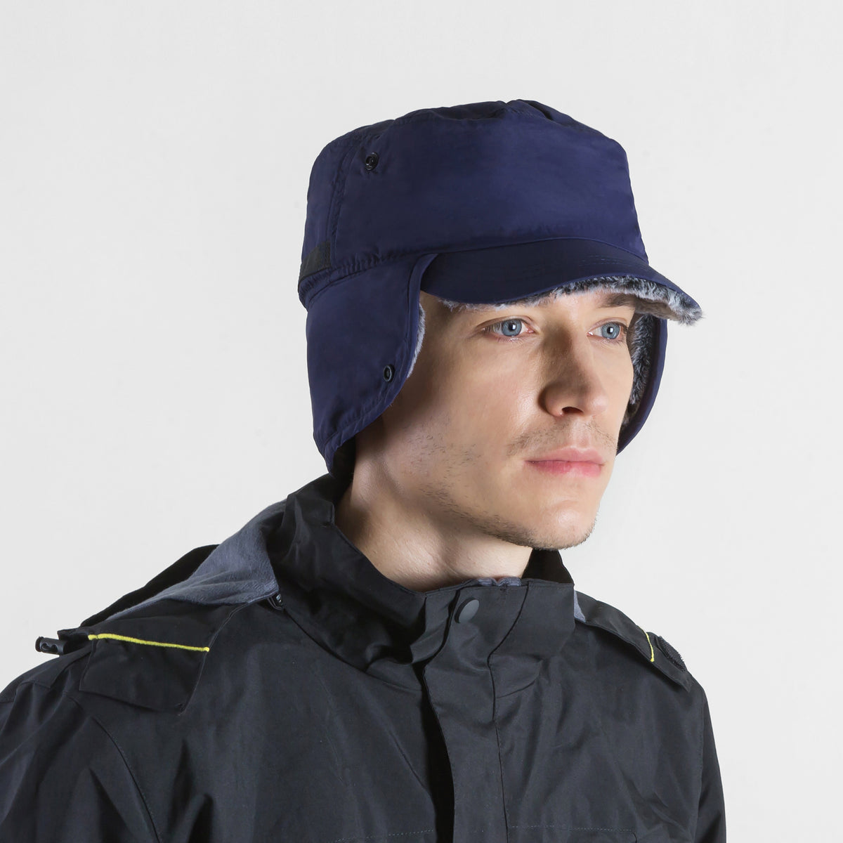 Men's Winter Windproof Ski Hat with Earflaps & Brim - Water-Resistant, Warm