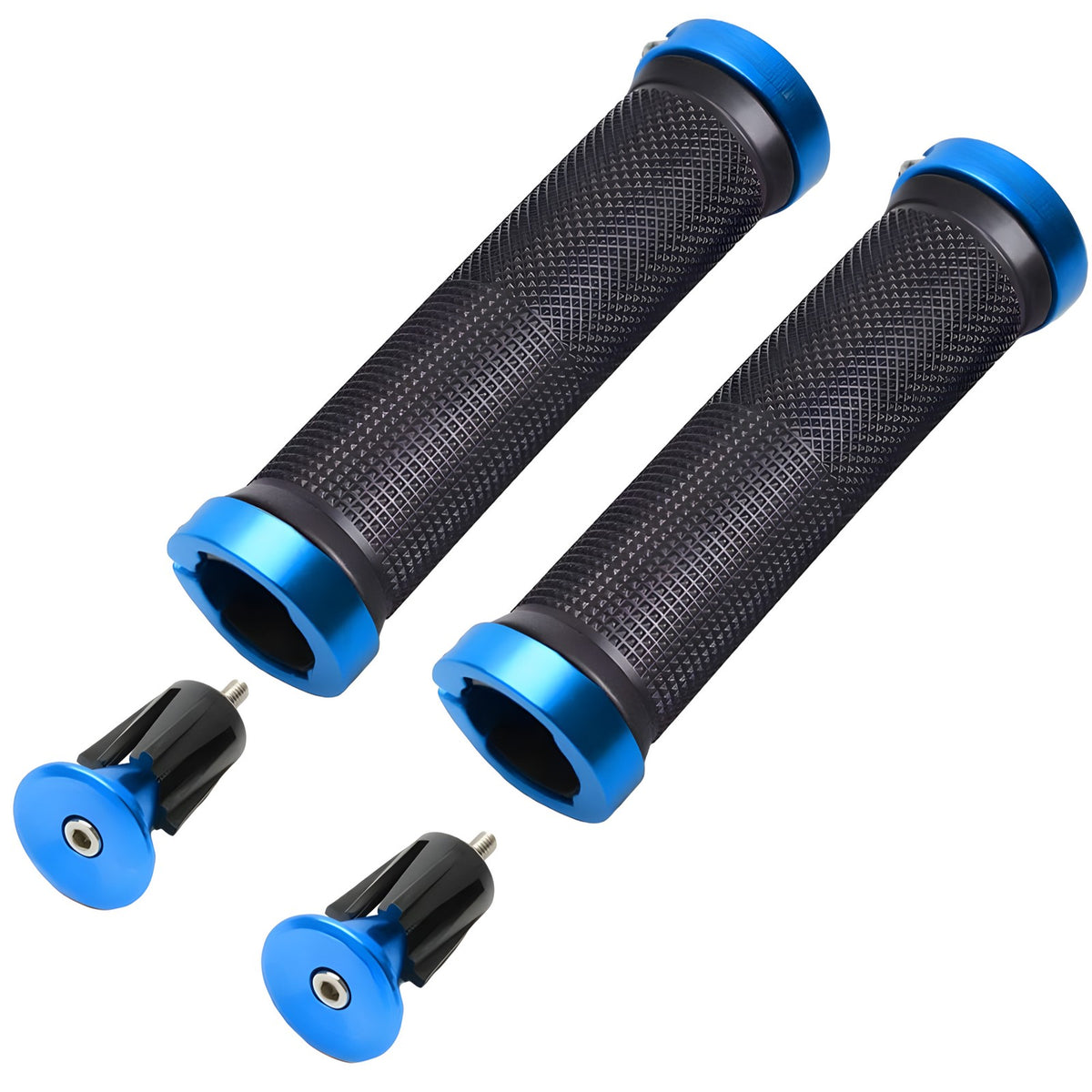 Ergonomic Rubber Bicycle Handlebar Grips with Aluminum Alloy End Plugs