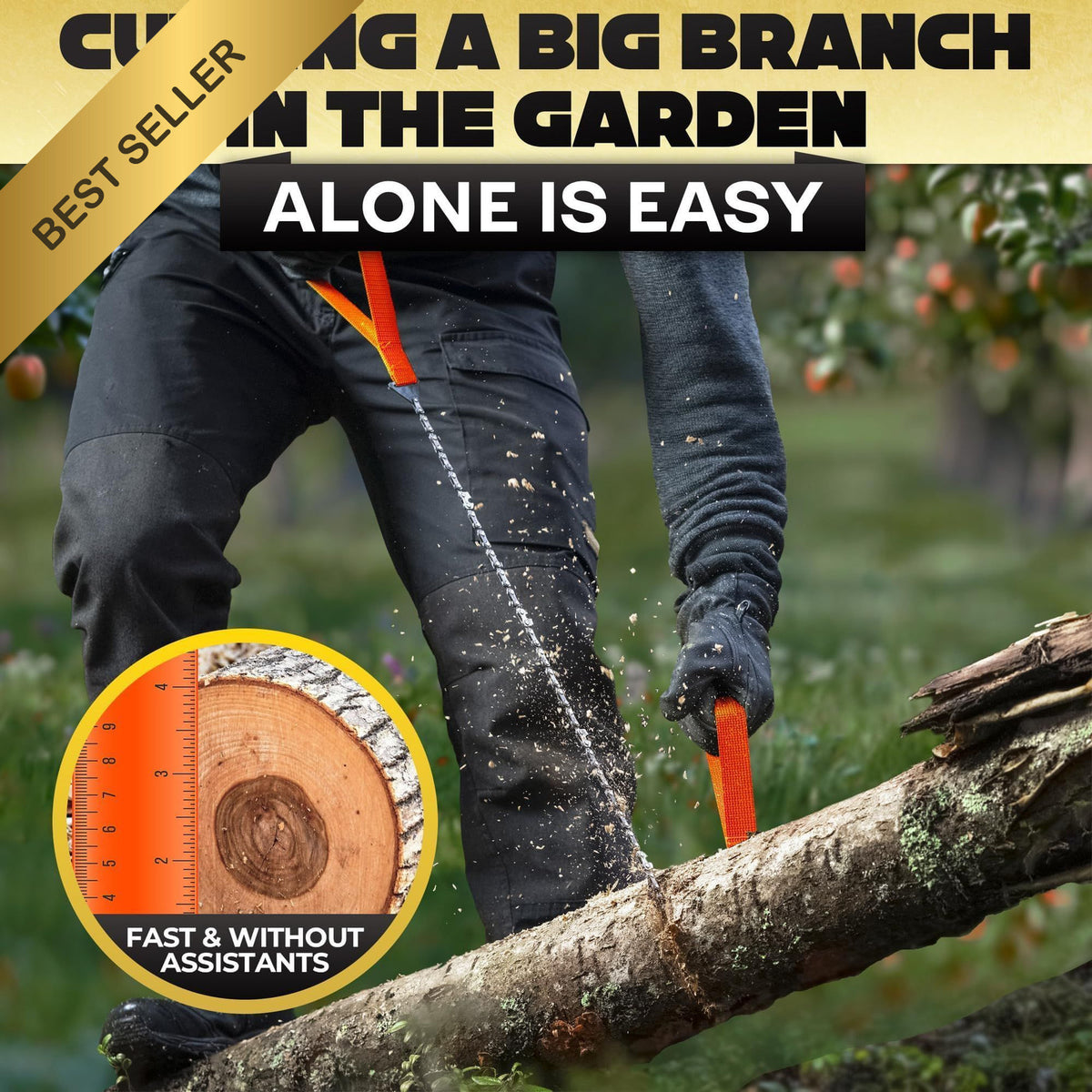 Pocket Chainsaw Rope Saw for Tree Limbs 25.5 Inch Stainless Steel Handheld Tool