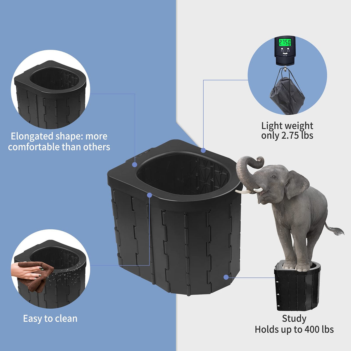 Foldable Camping Toilet with Carry Bag - Portable Travel Potty for Hiking & Road Trips