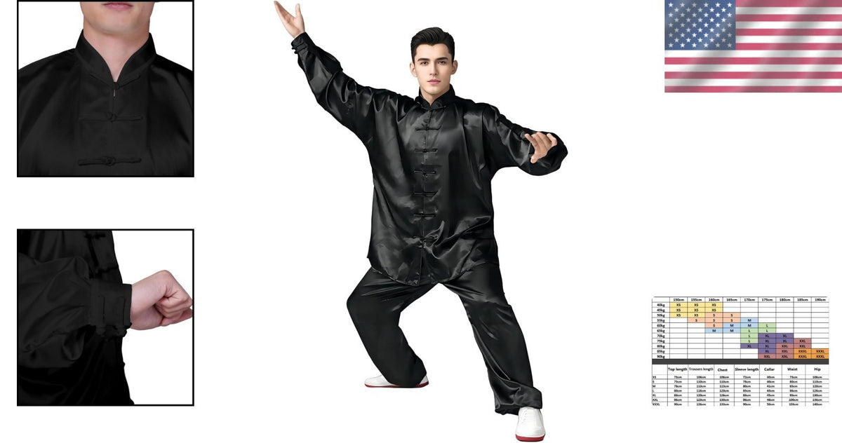 Lightweight Silk Tai Chi Uniform with Mandarin Collar - Unisex X-Large