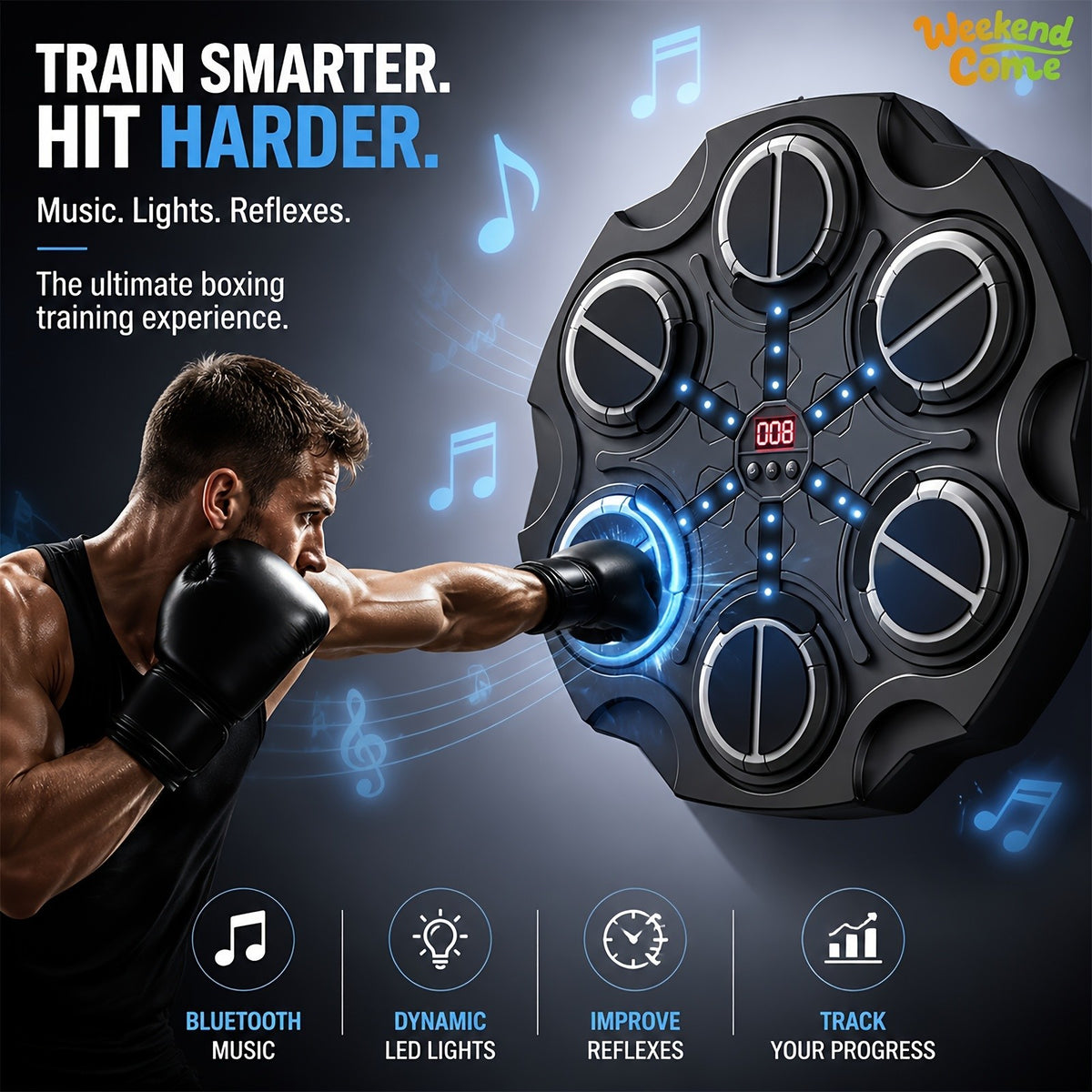 Music Punching Bag for Boxing and MMA Training - Wall Mount Exercise Equipment