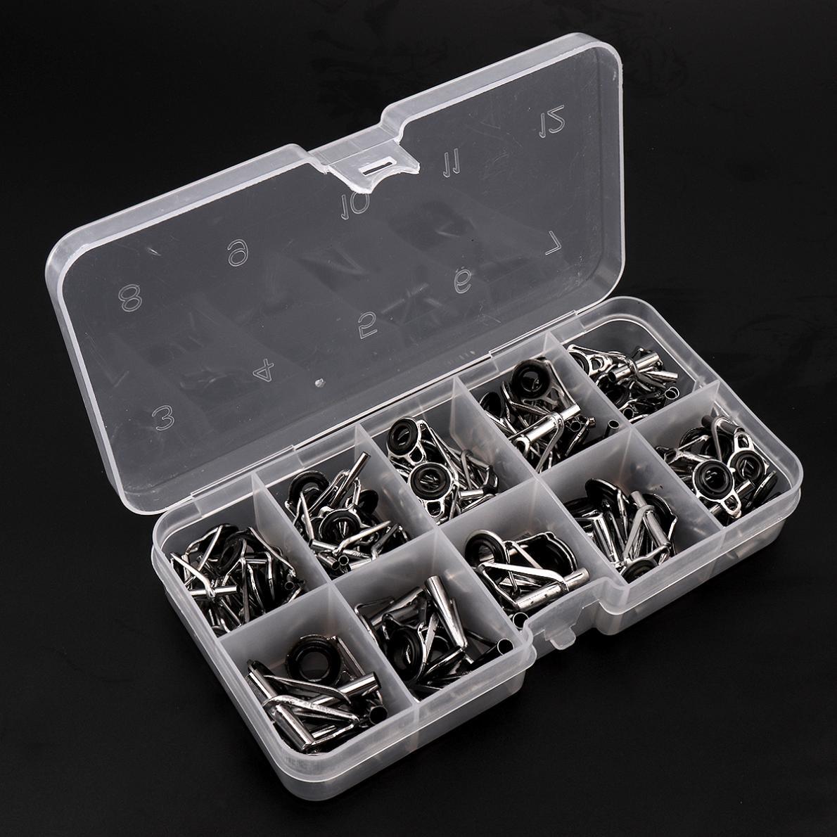 Fishing Rod Tip Repair Kit 80pcs Steel Ceramic Guides for Telescopic & Ocean Fishing