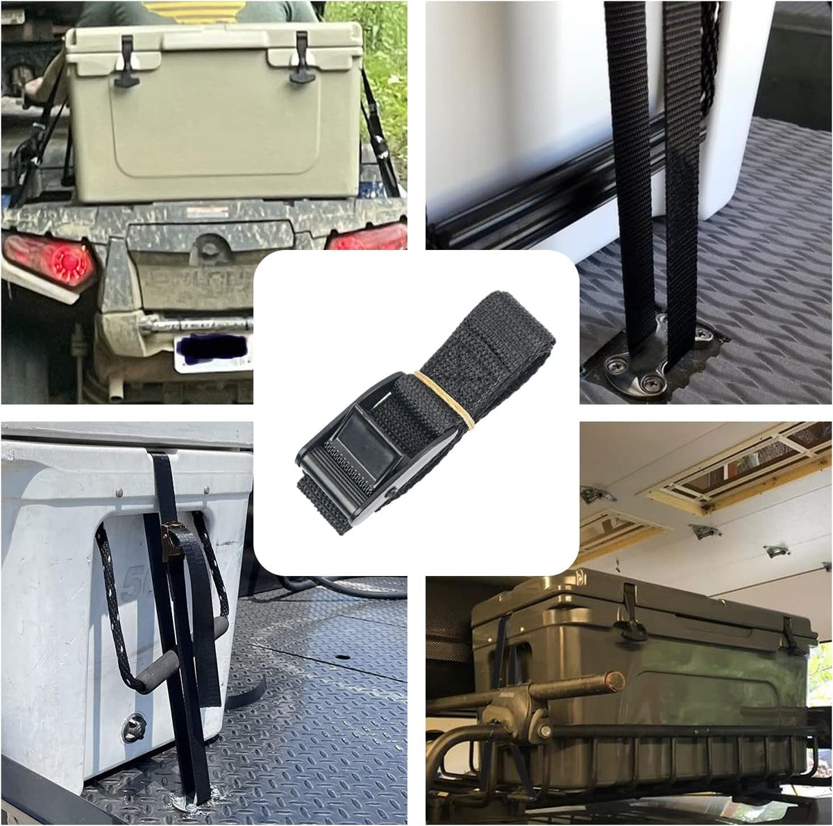 Cooler Tie Down Kit for YETI and RTIC Coolers - Adjustable Nylon Straps