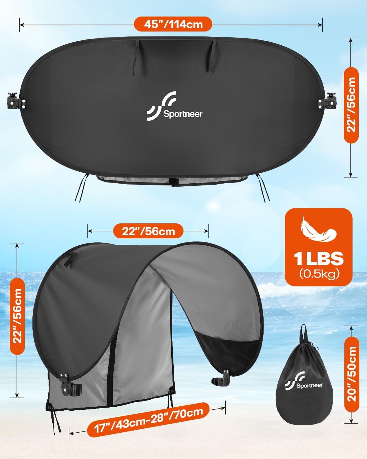 Universal UPF 50+ Sun Shade Canopy for Outdoor Chairs with Adjustable Angle & Back Flap