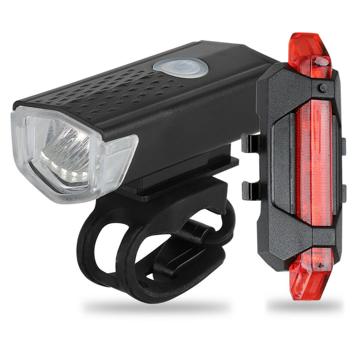 USB Rechargeable Bike Headlight and Tail Light Set - Bright Cycling Lights