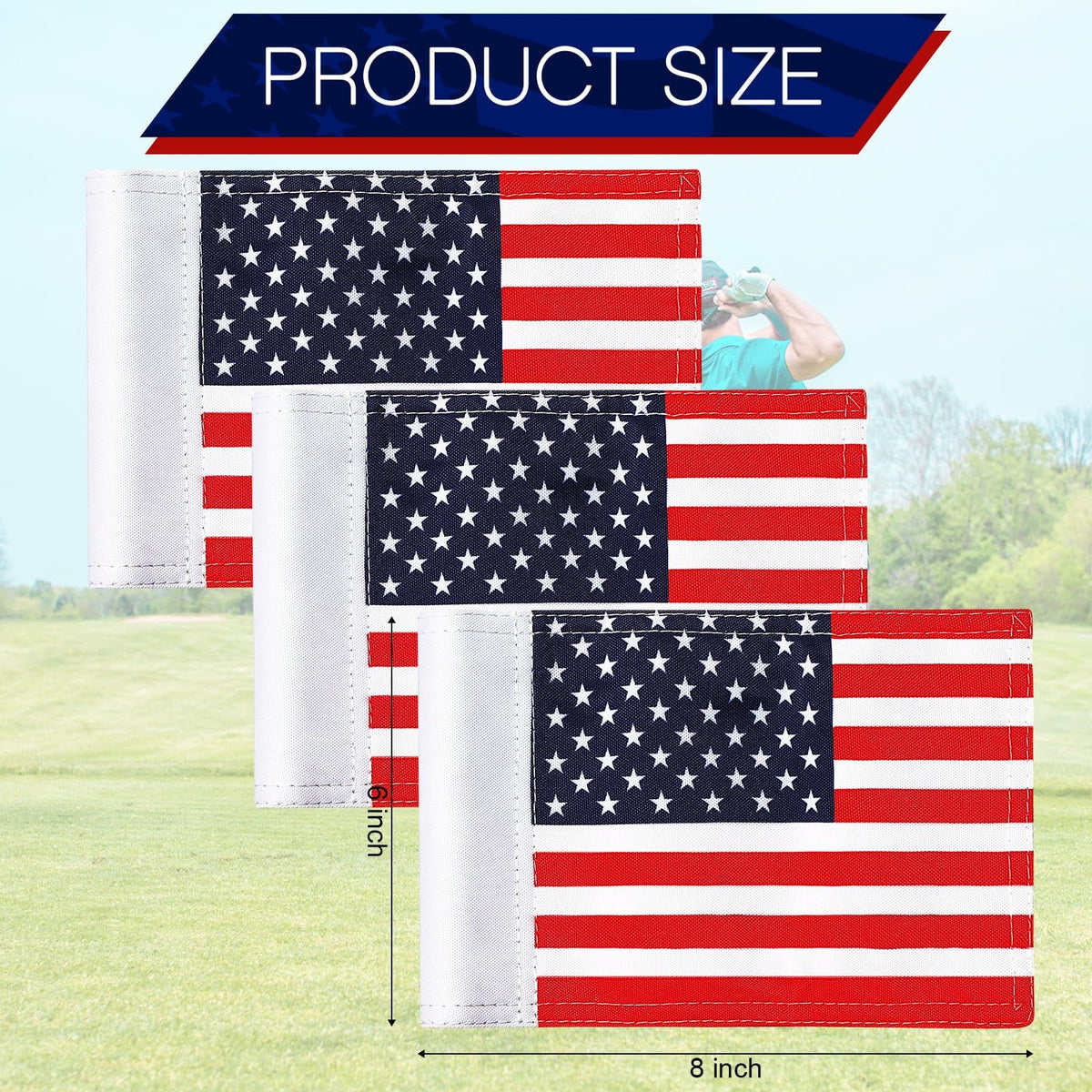 Mini Golf Flags Set - 3 Durable Nylon Practice Flags for Putting Green