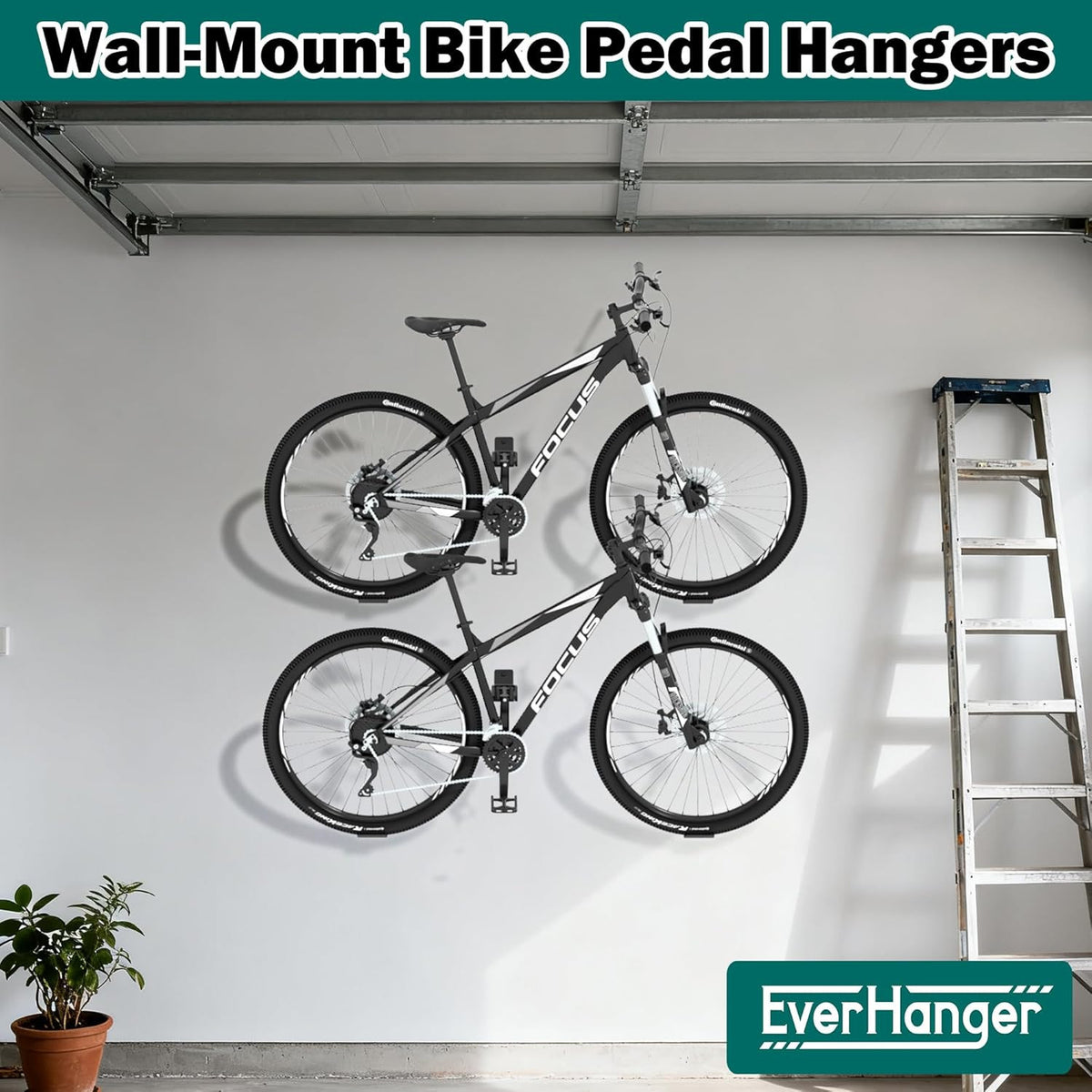 Heavy-Duty Wall Mount Bike Pedal Hanger, Garage Bike Rack, Holds Up to 70LBS