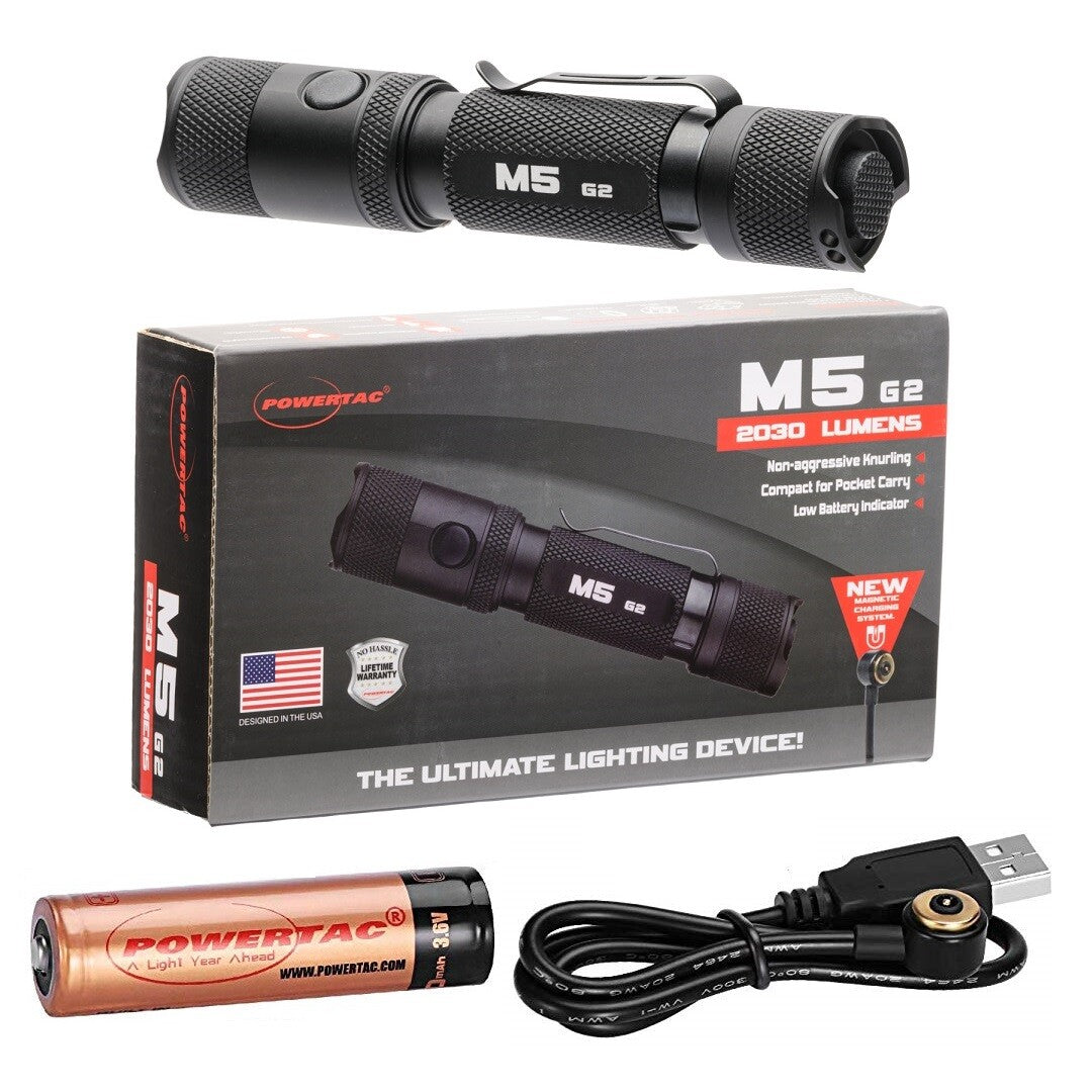 Rechargeable LED Flashlight 2030 Lumens Compact EDC Tactical Light