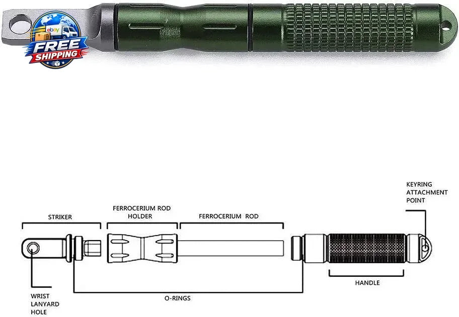 2 Pack Portable Fire Starter Ferro Rod with Scraper - Survival & Camping Gear