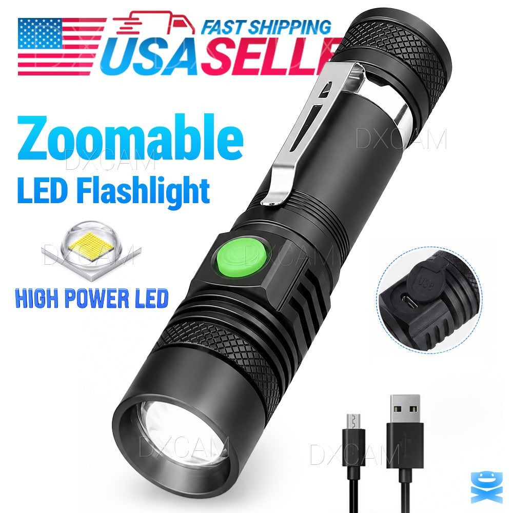 Rechargeable LED Flashlight 990000LM Tactical Torch Zoomable Waterproof