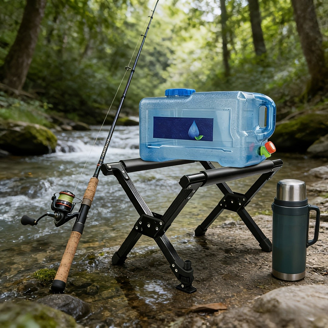 Heavy-Duty Aluminum Alloy Ice Bucket Rack with Non-Slip Base | Collapsible Outdoor Cooler Stand
