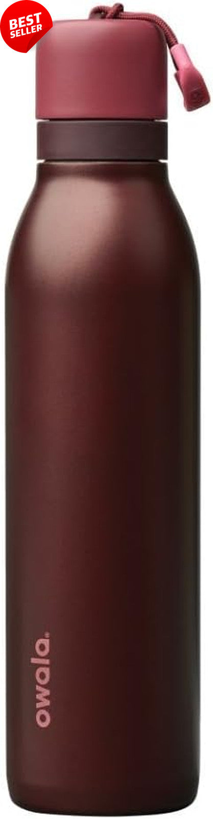 Insulated 24oz Water Bottle with Straw - BPA-Free, Leak-Proof, Black Cherry