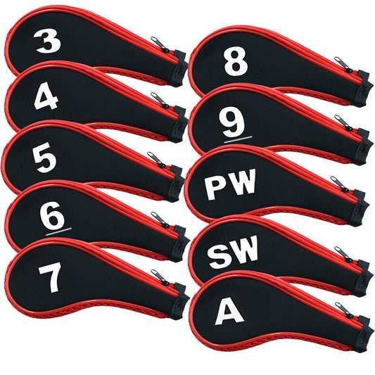 Golf Club Iron Covers 10 Pack Neoprene Zip Long Neck Protector