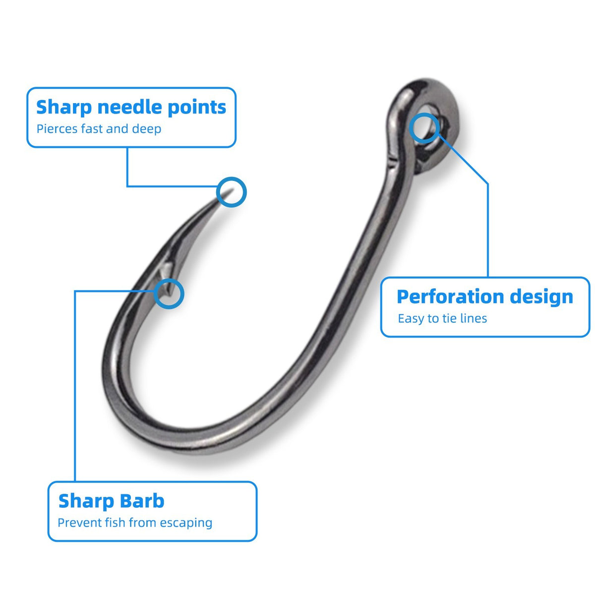 500 Pcs Fish Hooks Set - 10 Sizes Sharpened Fishing Hooks in Storage Box