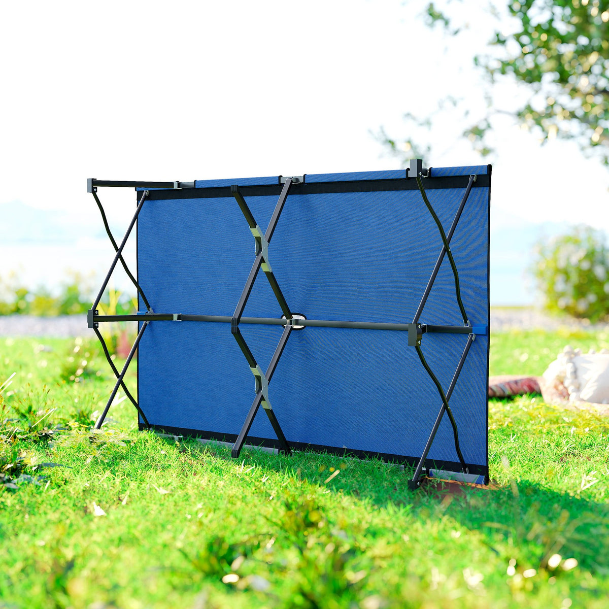 Two-Person Folding Camping Cot with Carry Bag Blue - Support Up to 300 lbs