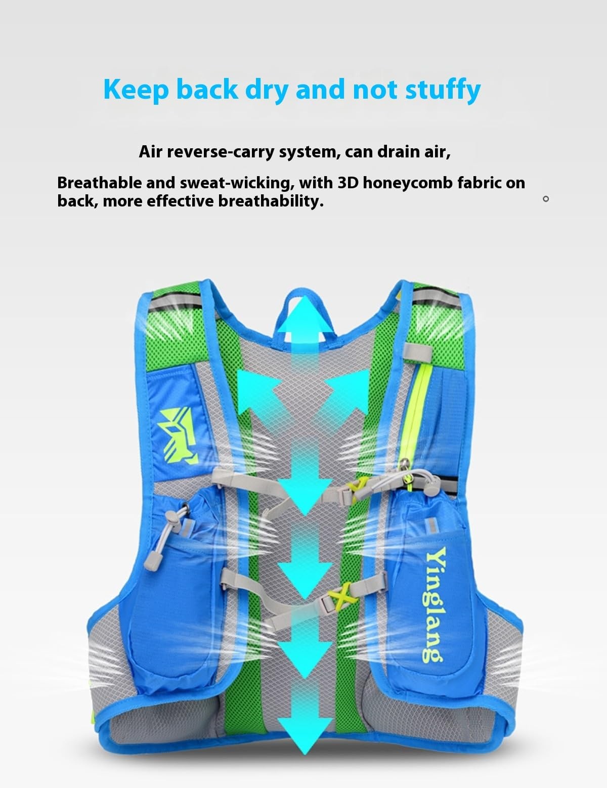 Ventilated Hydration Running Vest with Multiple Zipper Pockets - No Bladder