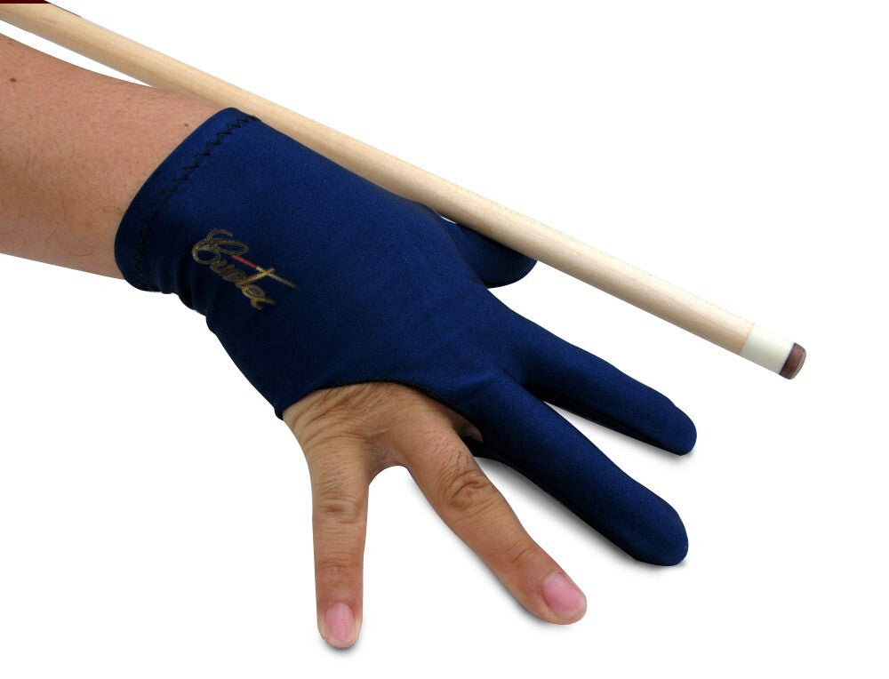 Premium Cue Glove - 3-Finger Right Hand Pool Glove for Billiards (Black/Navy) - All Sizes & Colors