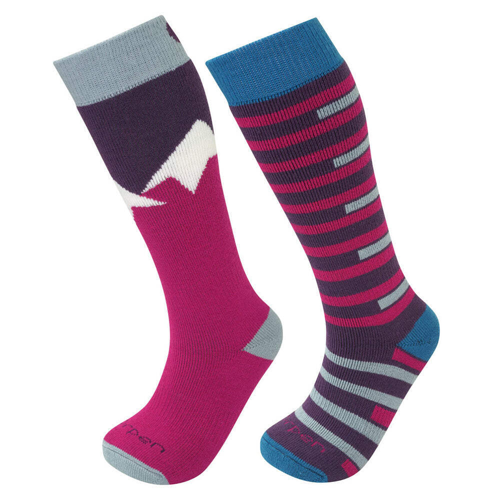 Kids Wool Over-the-Calf Ski Socks 2-Pack Extra Warm and Cushioned