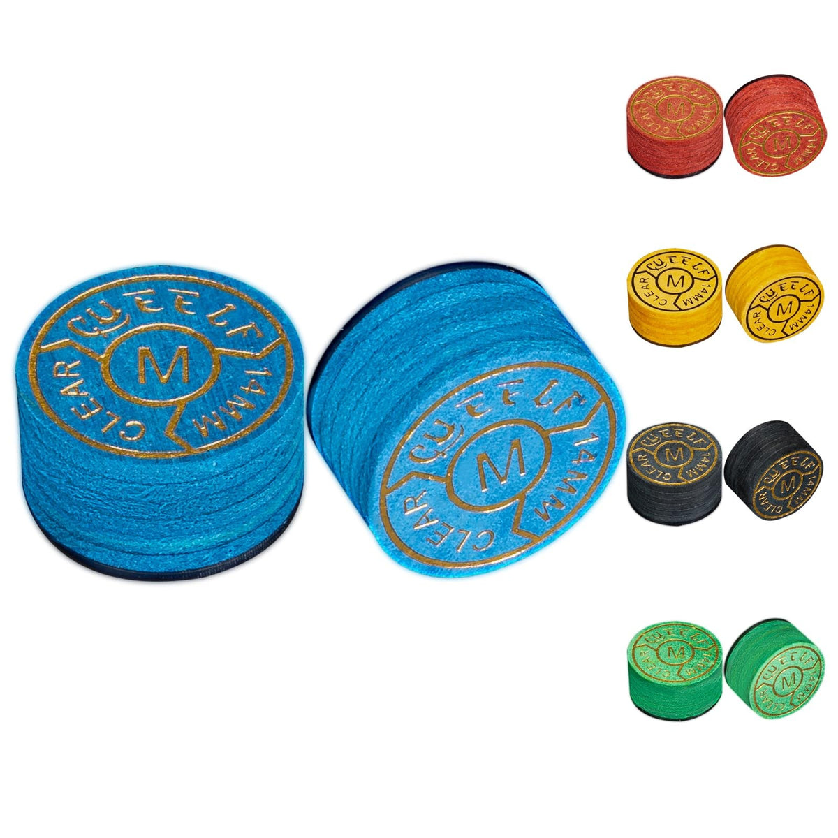 6-Layer 14mm Pool Cue Tips - Medium Leather Replacement Tip (2 Pcs)