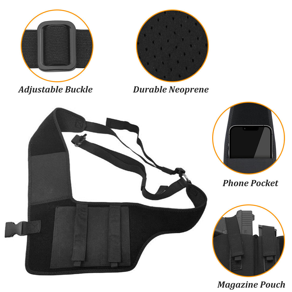 Universal Shoulder Gun Holster for Concealed Carry Adjustable Chest Pistol Holder