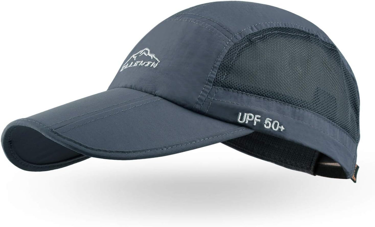 Unisex Baseball Cap UPF 50 Foldable Long Grey Sun Hat