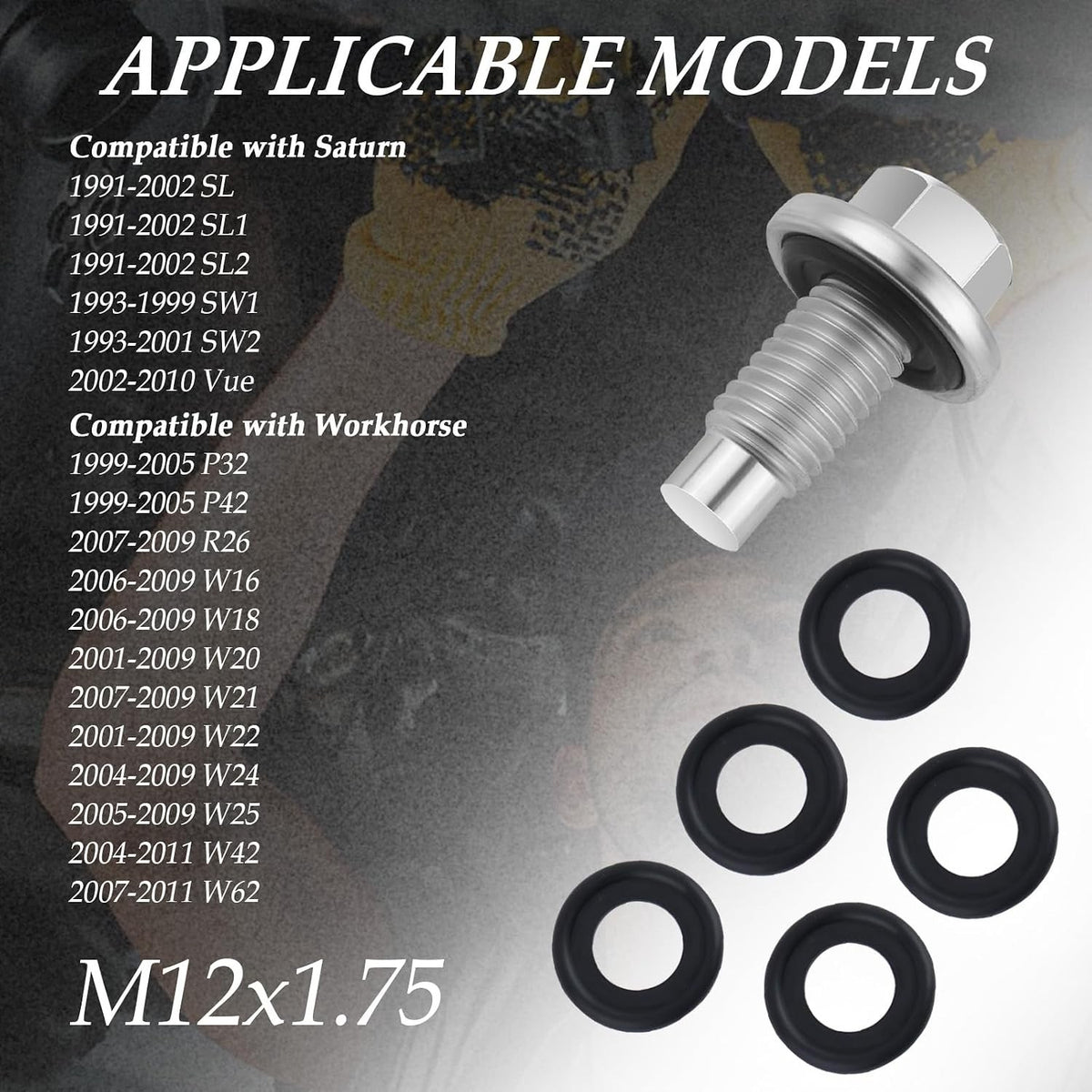M12x1.75 Oil Drain Plug Set with 5 Gaskets for GMC Chevrolet Ford