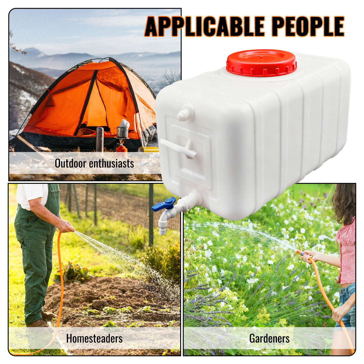 Portable Water Tank with Spigot and Hose for Camping Emergency Water Storage