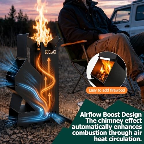 Portable Wood-Burning Camping Stove with Carry Bag - Outdoor Cookware