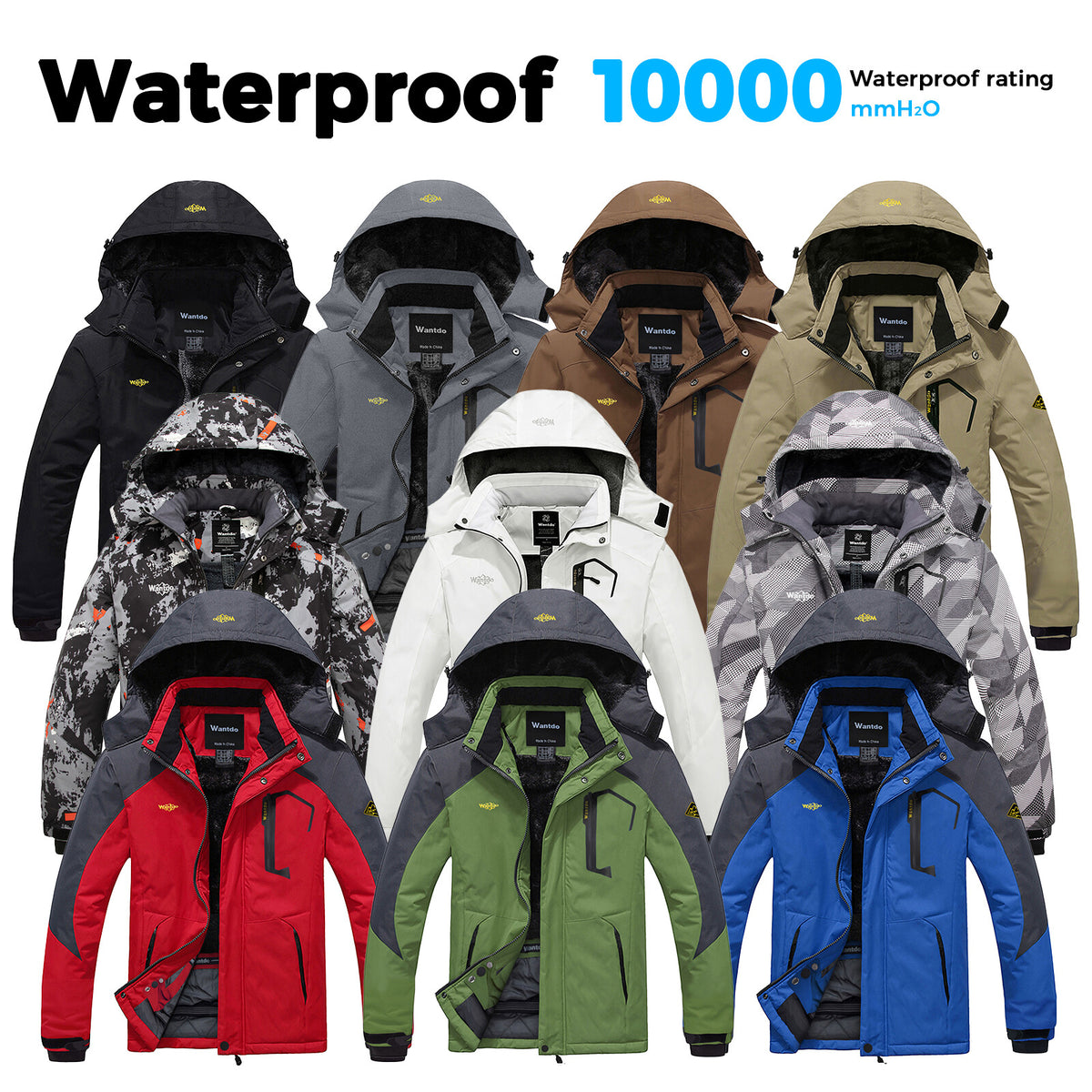 Men's Waterproof Winter Jacket - Warm Ski & Snowboarding Coat with Hood