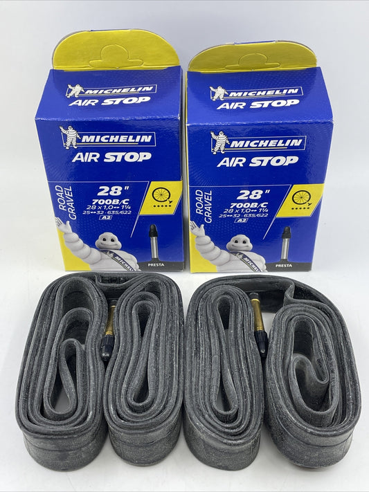 Michelin AirStop Bicycle Inner Tubes 700x25-32mm Presta Valve Pair