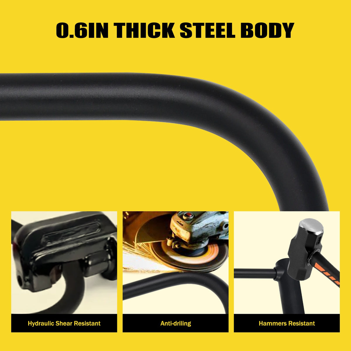 Heavy Duty Bike U Lock with 4ft Steel Cable Anti-Theft Bicycle Lock Alloy
