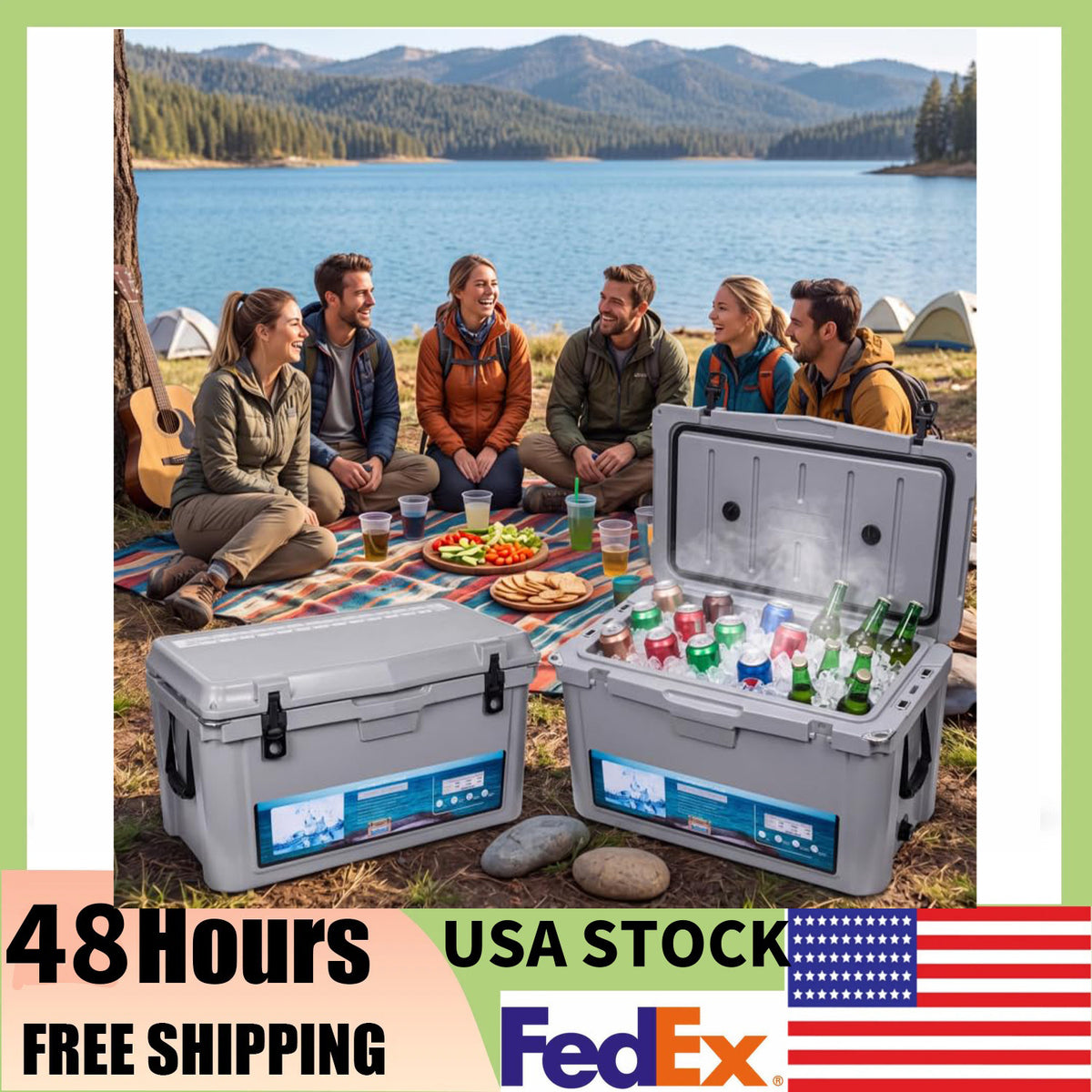 Extra Thick Insulation Camping Cooler - Multiple Sizes Keep Ice Up to 7 Days