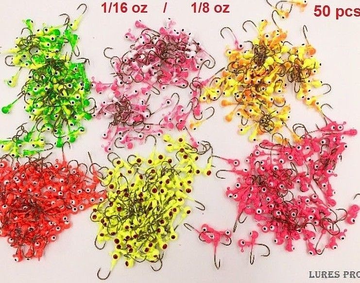 Fishing Jig Heads 50 Pack - Sharp, Durable Artificial Lures for Crappie & Bass