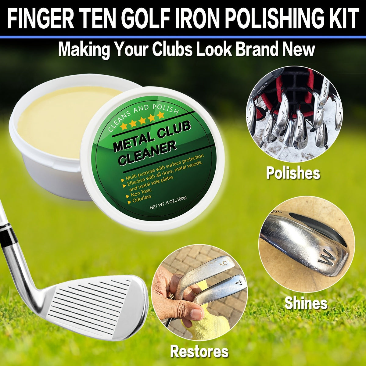 Golf Club Cleaner Set Scratch Remover & Groove Brush