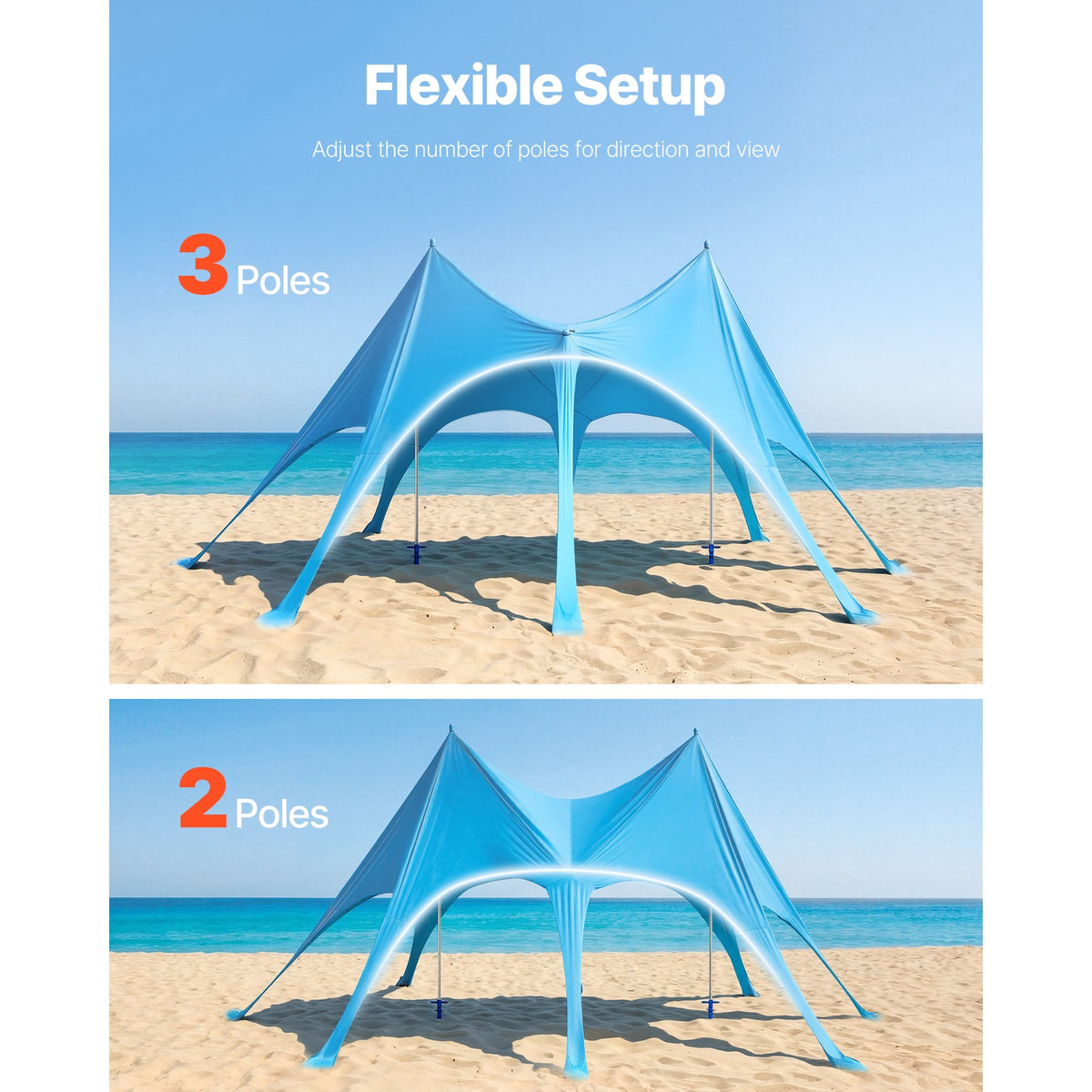 Portable Beach Tent Sun Shade Canopy 20x13 ft UPF50+ Outdoor Shelter