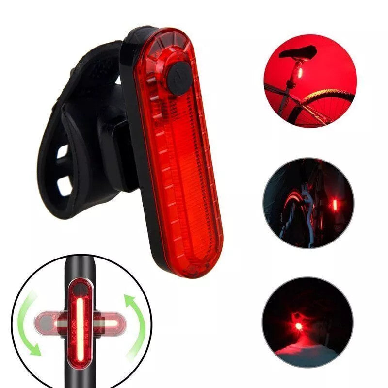 USB Rechargeable Bicycle Front and Rear LED Lights Set - Waterproof Cycling Lights