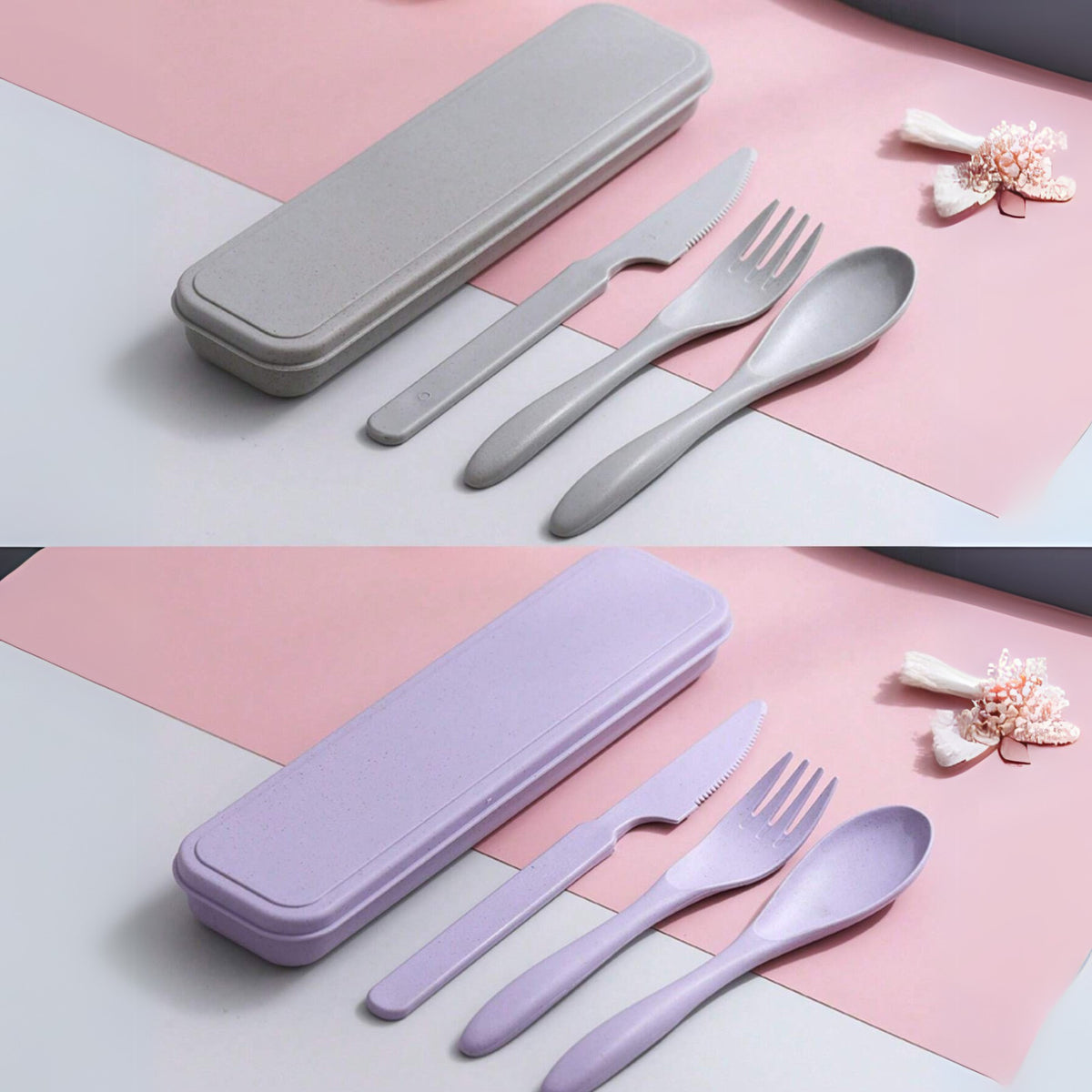 Reusable Travel Utensil Set with Box - Eco-Friendly Cutlery for Camping and Lunch