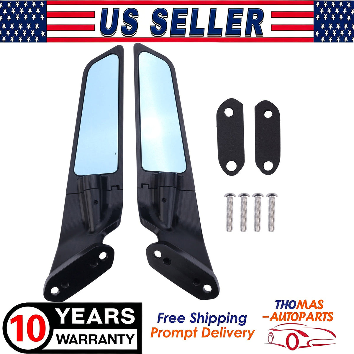 Motorcycle Rear View Mirrors for Kawasaki Ninja ZX-6R ZX636 2019-2024 - Pair