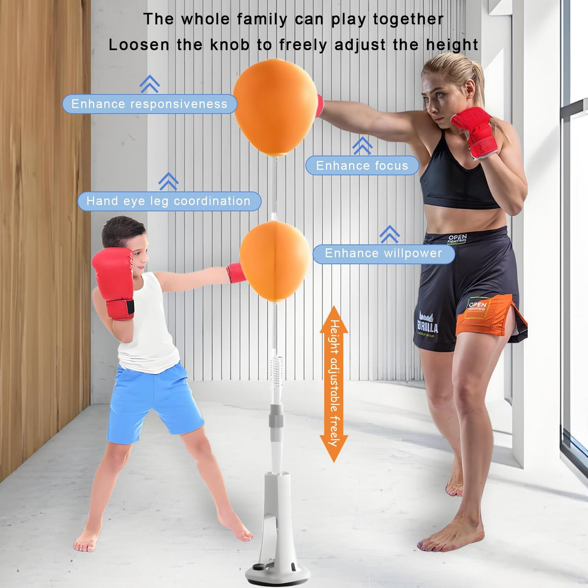 Reflex Boxing Bag with Stand for Kids and Teens - Adjustable & Space-Saving