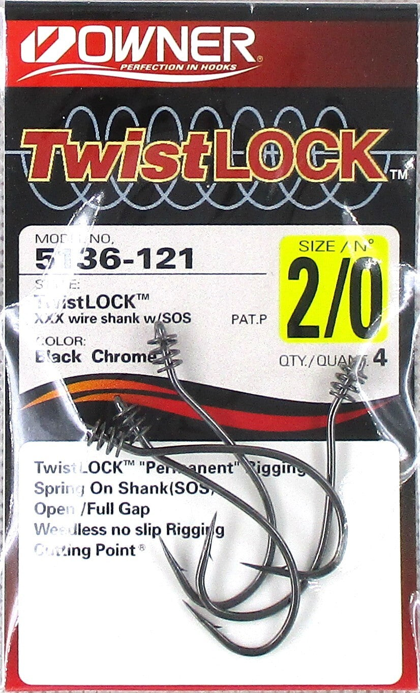 Set of 5 Black Chrome Twistlock Hooks Size 2/0 for Heavy-Duty Applications