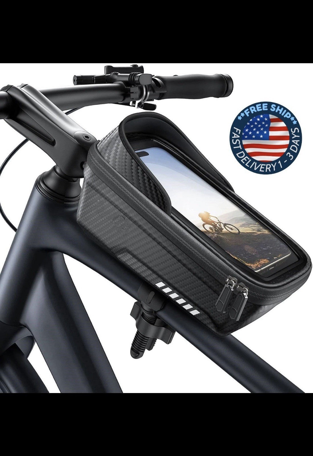 Waterproof Bike Frame Bag with Phone Mount Cycling Pouch 2-in-1