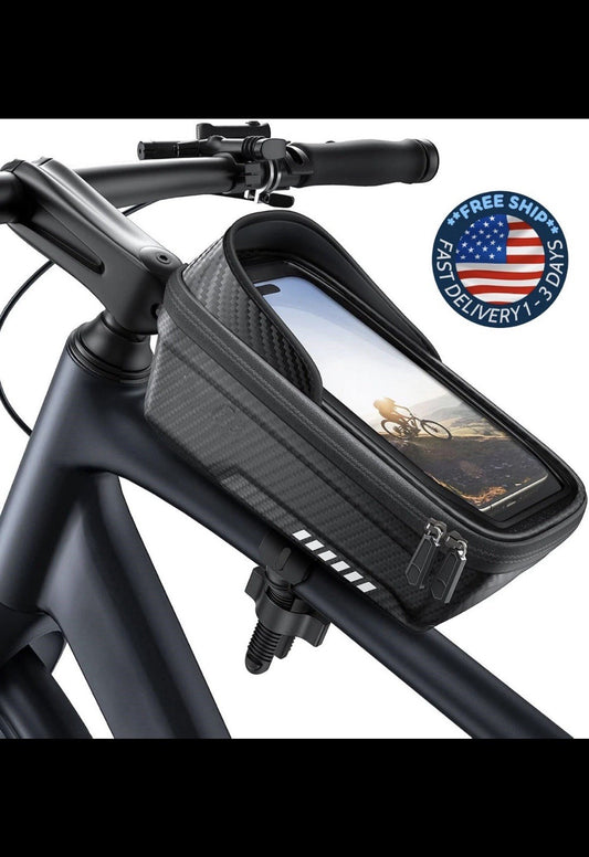 Waterproof Bike Frame Bag with Phone Mount Cycling Pouch 2-in-1