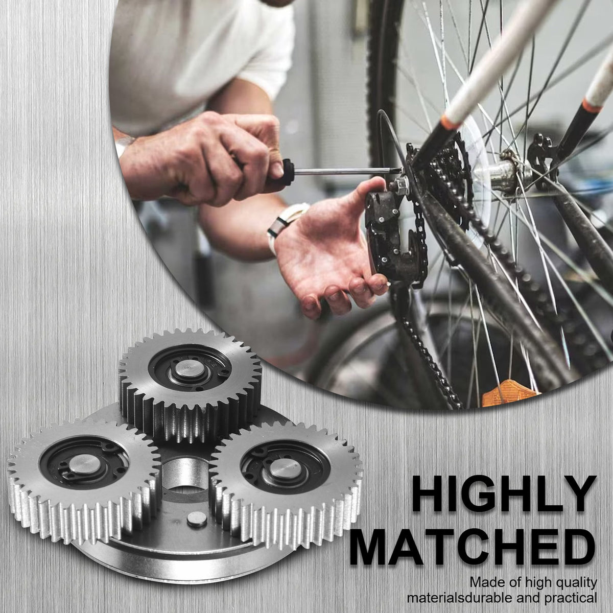 36T 38mm Steel Planetary Gear with Clutch for Electric Bike Motor Replacement