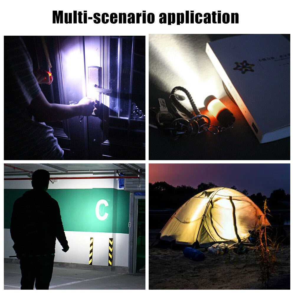 Mini LED Flashlight Torch USB Rechargeable Pocket Keychain Light 2pcs