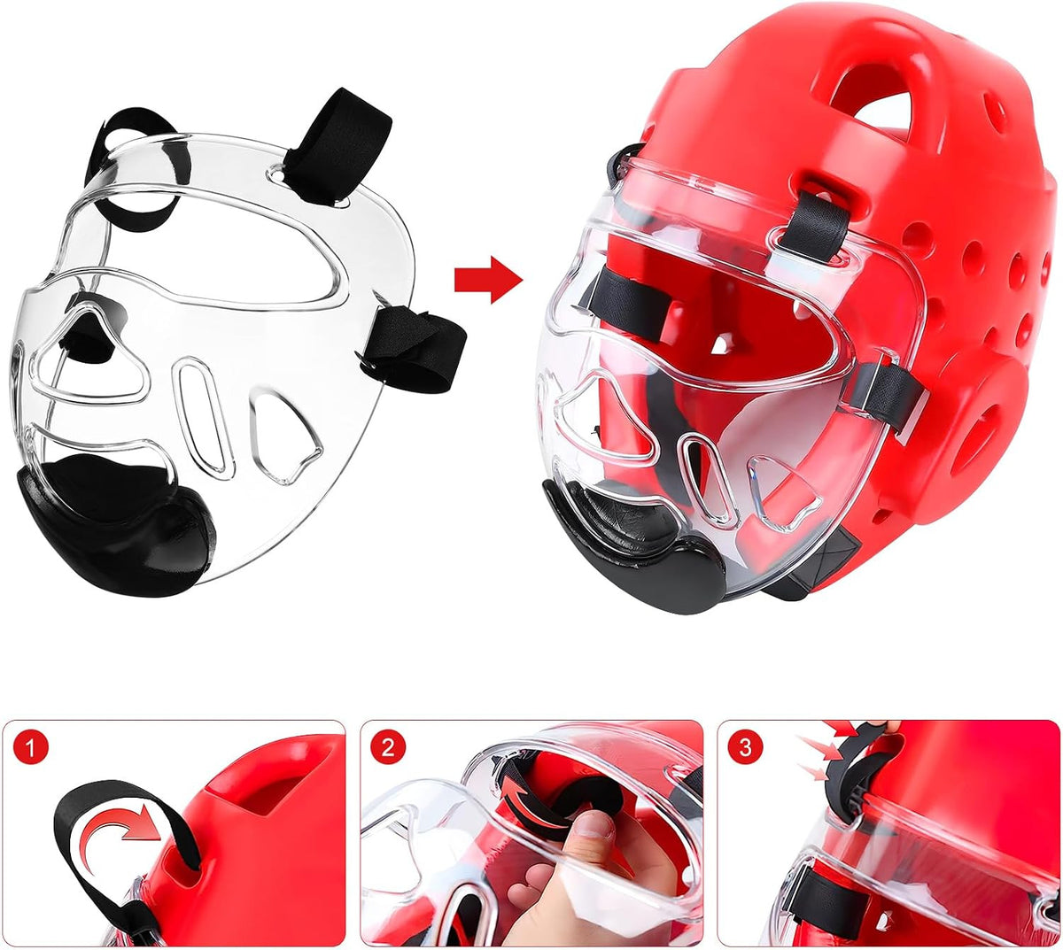 Kids Taekwondo Sparring Face Mask - Clear Protective Gear for Martial Arts