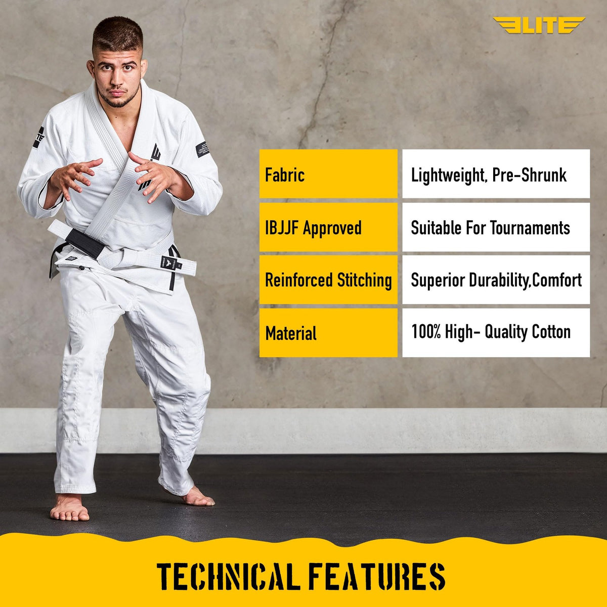 IBJJF Approved Brazilian Jiu Jitsu Belt for Adults Men & Women - Lightweight Cotton with Ranking Stripes