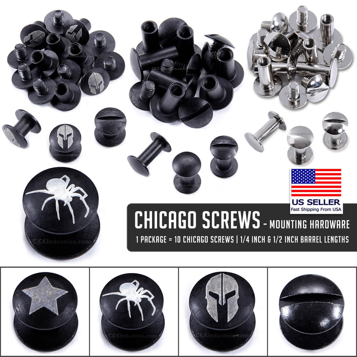 Chicago Screws Holster Mounting Hardware for DIY KYDEX Leather Holsters